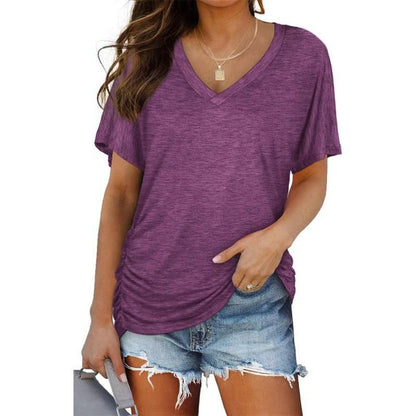 ✨ Women's V-Neck Short Sleeve T-Shirt – Soft, Comfy & Summer-Ready! 🌸