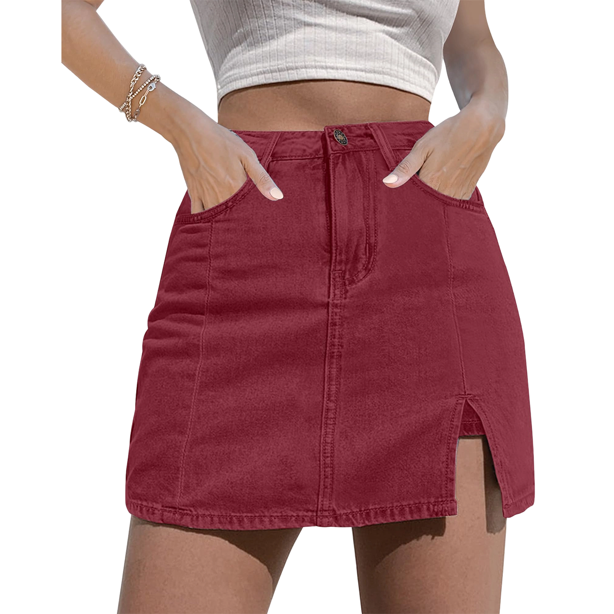 🌞 Summer Favorite Denim Skort 👖 Casual High-Waist Mini Skirt with Built-In Shorts 💖