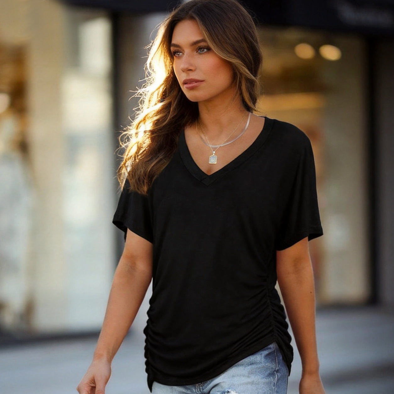 ✨ Women's V-Neck Short Sleeve T-Shirt – Soft, Comfy & Summer-Ready! 🌸
