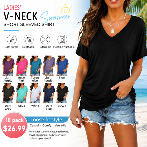 ✨ Women's V-Neck Short Sleeve T-Shirt – Soft, Comfy & Summer-Ready! 🌸
