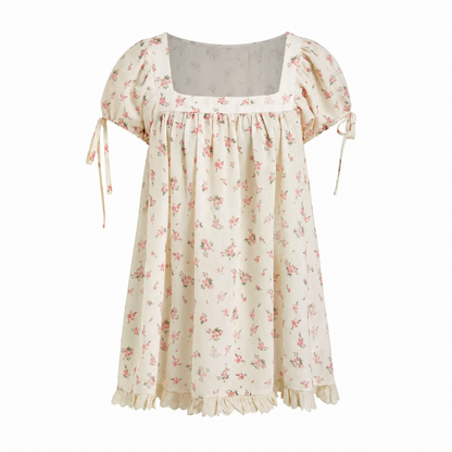 Women’s Square Neck Puff Sleeve Blouse – Ruffle Trim Tie Detail Summer Casual Top, Feminine Short Sleeve Shirt