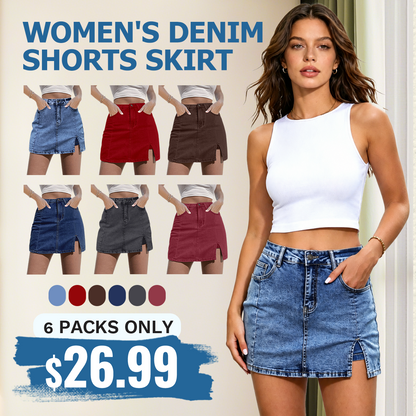 🌞 Summer Favorite Denim Skort 👖 Casual High-Waist Mini Skirt with Built-In Shorts 💖