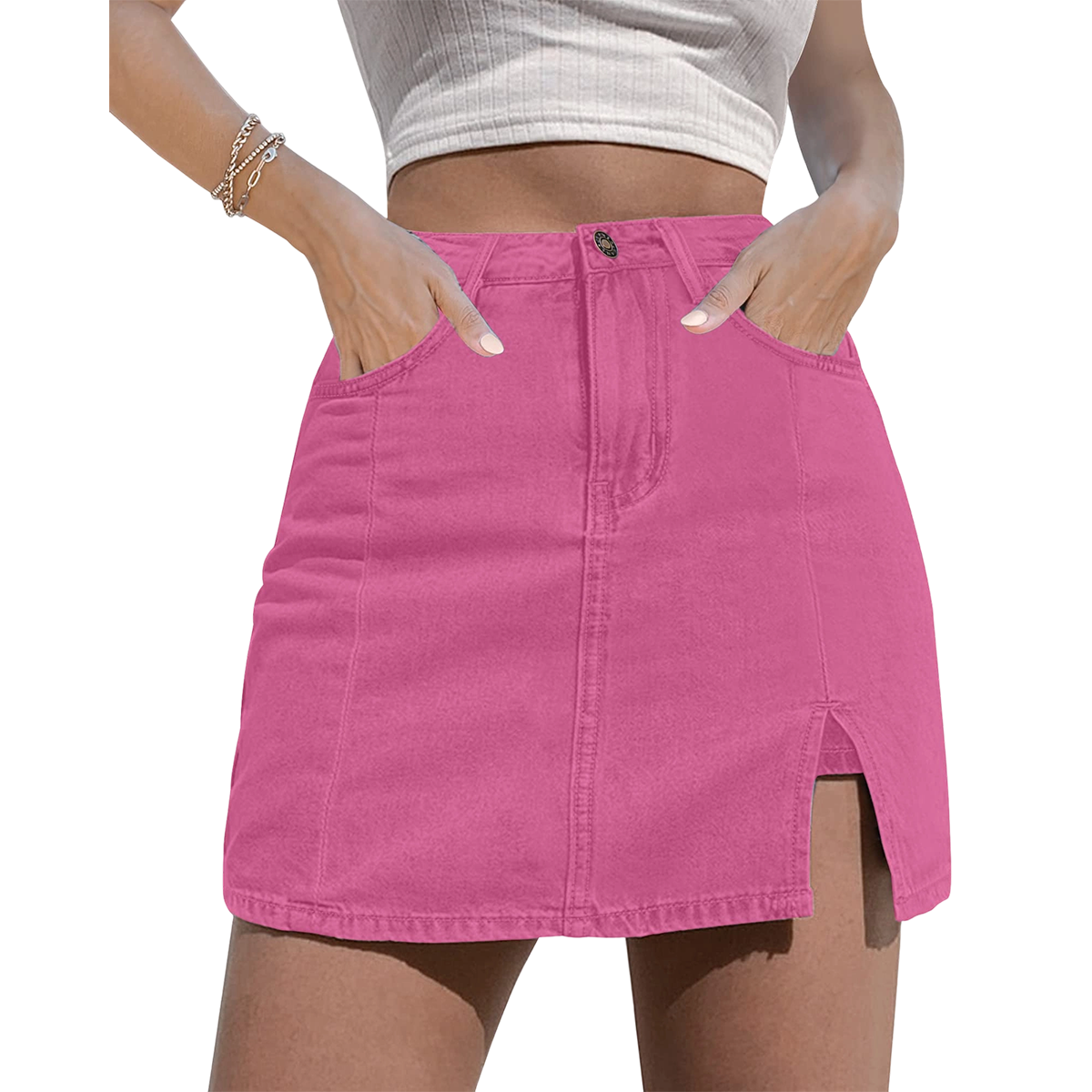 🌞 Summer Favorite Denim Skort 👖 Casual High-Waist Mini Skirt with Built-In Shorts 💖