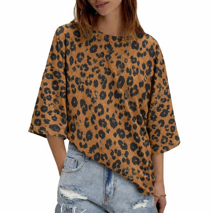 Women's Oversized Half Sleeve T-Shirt – Casual Crew Neck Loose Fit Tunic Tee, Lightweight Summer Boxy Basic Top