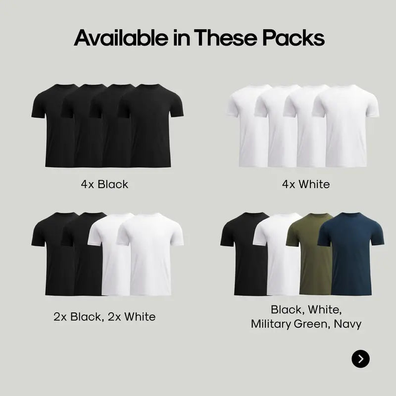 Men’s 4-Pack Short Sleeve Crew Neck T-Shirts – Premium Fit for Everyday Comfort & Casual Style