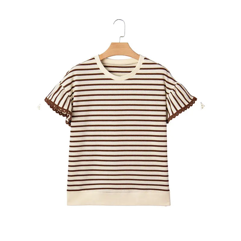 🏆Best-Selling Striped Ruffle Sleeve Tee for Summer 2026