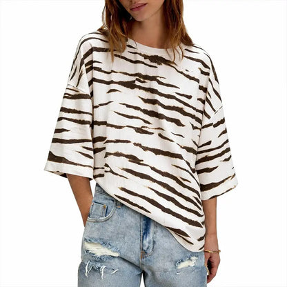 Women's Oversized Half Sleeve T-Shirt – Casual Crew Neck Loose Fit Tunic Tee, Lightweight Summer Boxy Basic Top