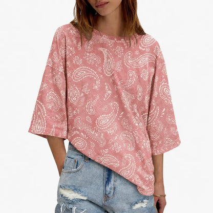 Women's Oversized Half Sleeve T-Shirt – Casual Crew Neck Loose Fit Tunic Tee, Lightweight Summer Boxy Basic Top