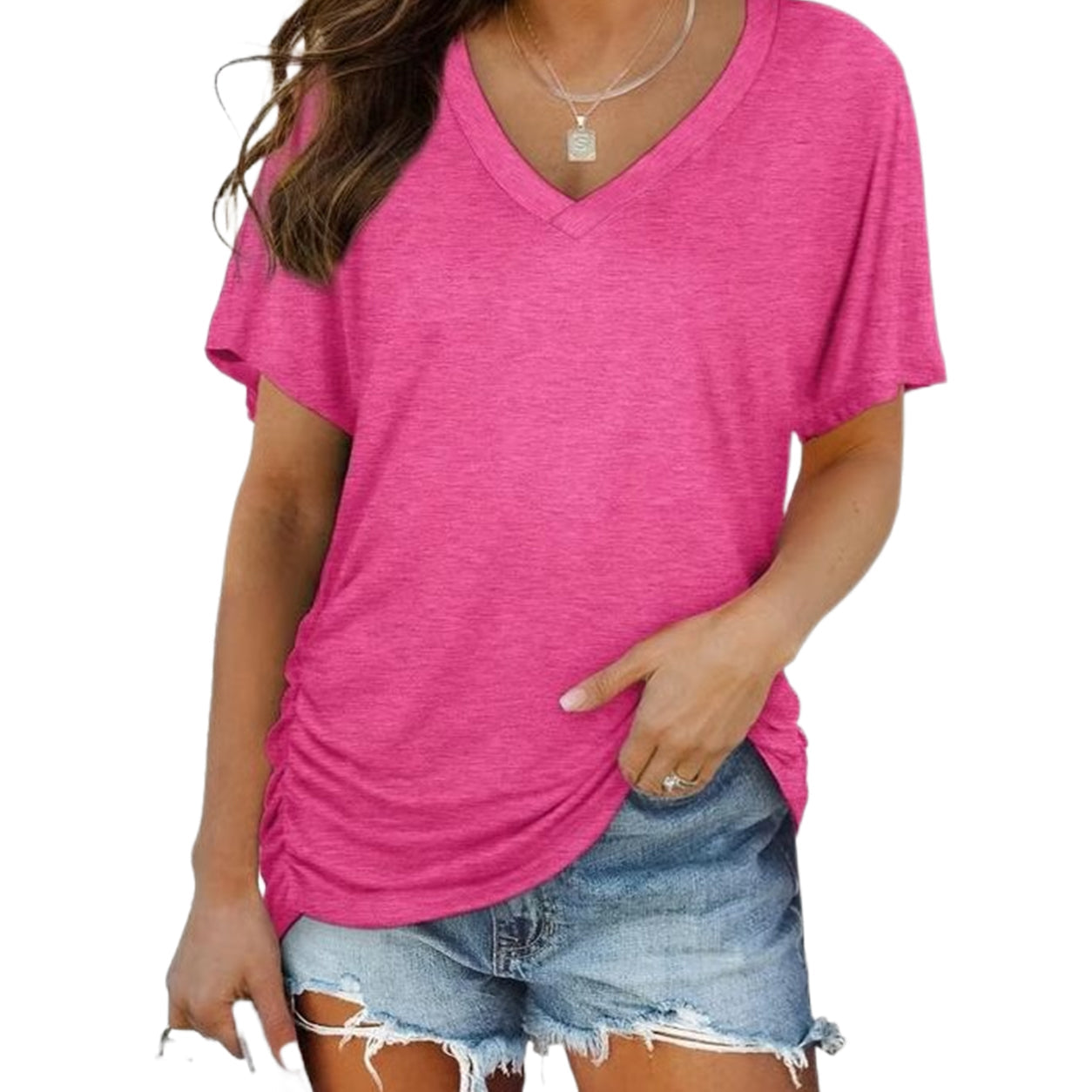 ✨ Women's V-Neck Short Sleeve T-Shirt – Soft, Comfy & Summer-Ready! 🌸