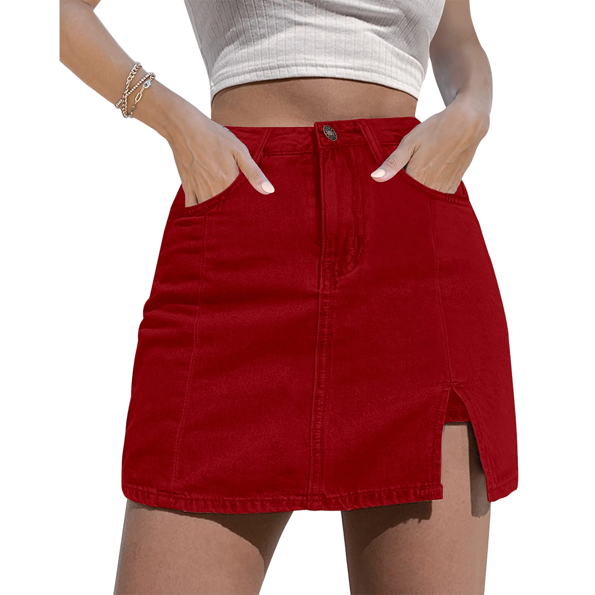 🌞 Summer Favorite Denim Skort 👖 Casual High-Waist Mini Skirt with Built-In Shorts 💖
