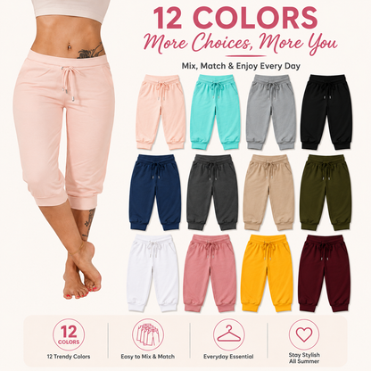 🔥Hot Summer Sale🔥Women's Drawstring Capri Pants with Pockets for Casual Comfort Wear