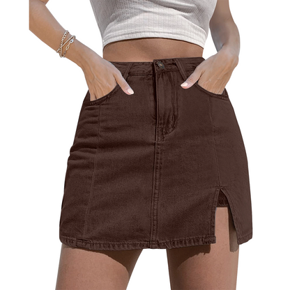 🌞 Summer Favorite Denim Skort 👖 Casual High-Waist Mini Skirt with Built-In Shorts 💖