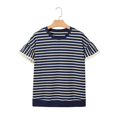 🏆Best-Selling Striped Ruffle Sleeve Tee for Summer 2026