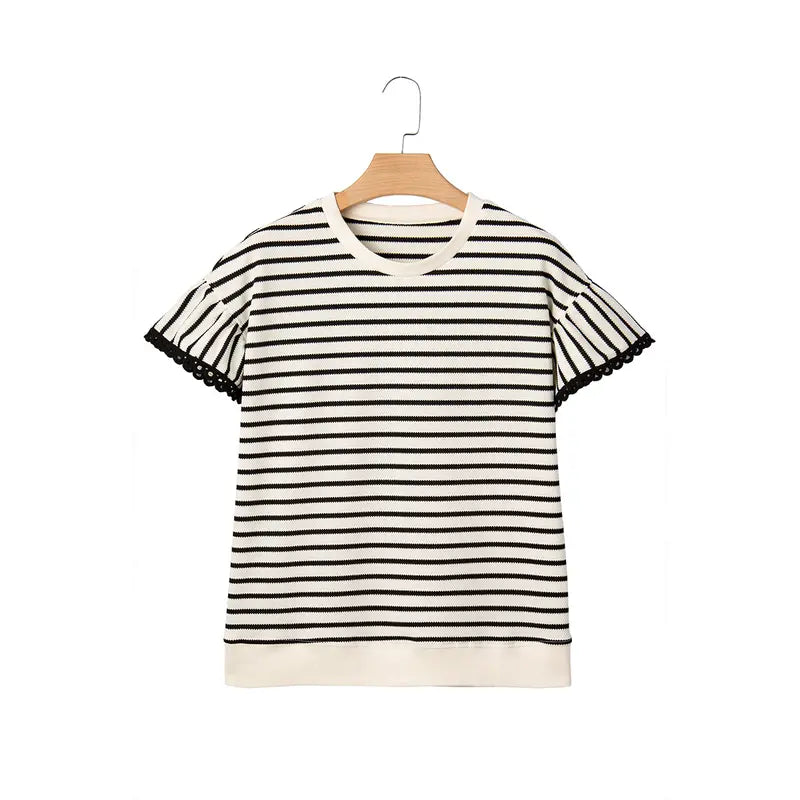 🏆Best-Selling Striped Ruffle Sleeve Tee for Summer 2026
