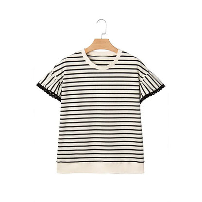 🏆Best-Selling Striped Ruffle Sleeve Tee for Summer 2026