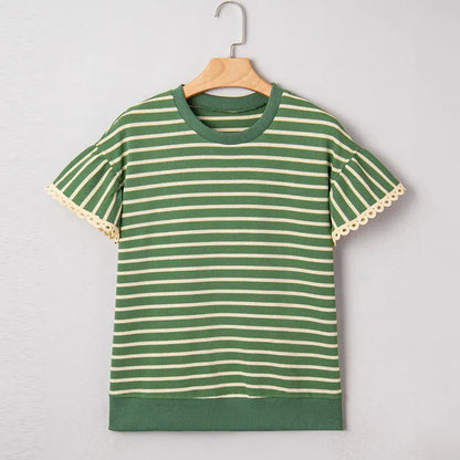 🏆Best-Selling Striped Ruffle Sleeve Tee for Summer 2026