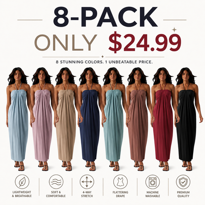 Women's Halter Tie-Back Maxi Dress with Pockets – Flowy Summer Vacation Dress