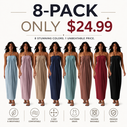 Women's Halter Tie-Back Maxi Dress with Pockets – Flowy Summer Vacation Dress