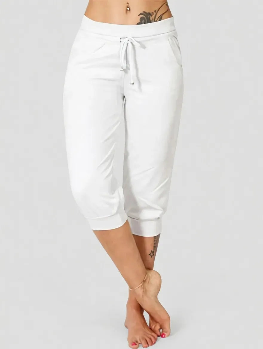 🔥Hot Summer Sale🔥Women's Drawstring Capri Pants with Pockets for Casual Comfort Wear