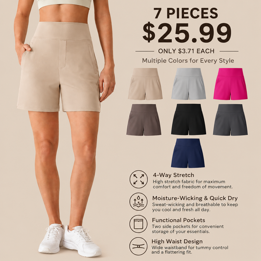 Women's Athletic Shorts High Waisted 4'' Running Yoga Summer Casual Shorts with Pockets